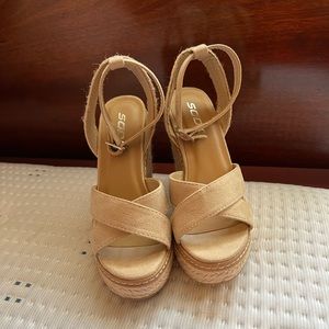 Tan/Nude Espadrille Wedge Sandals